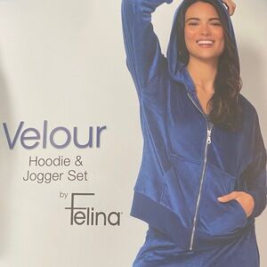 Felina Velour Women's Hoodie & Jogger Set Size: Large/ Blue ( Reduced Price!! )